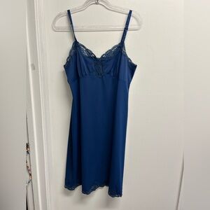 Vintage Navy Blue Lace Trim Slip